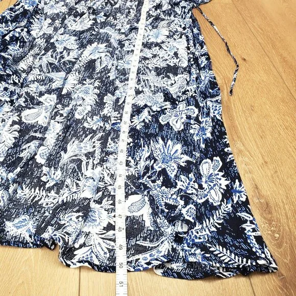 New Torrid Womens One Size 1 / 2 (14-20) Blue Floral Cinc Waist Tie Kimono $69 - Picture 16 of 16
